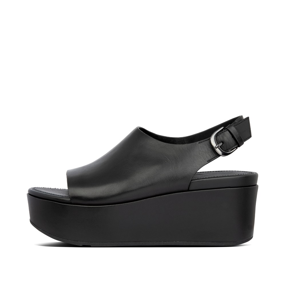 Fitflop Womens Wedge Black - Eloise Leather Back-strap - 14DYEJFTA